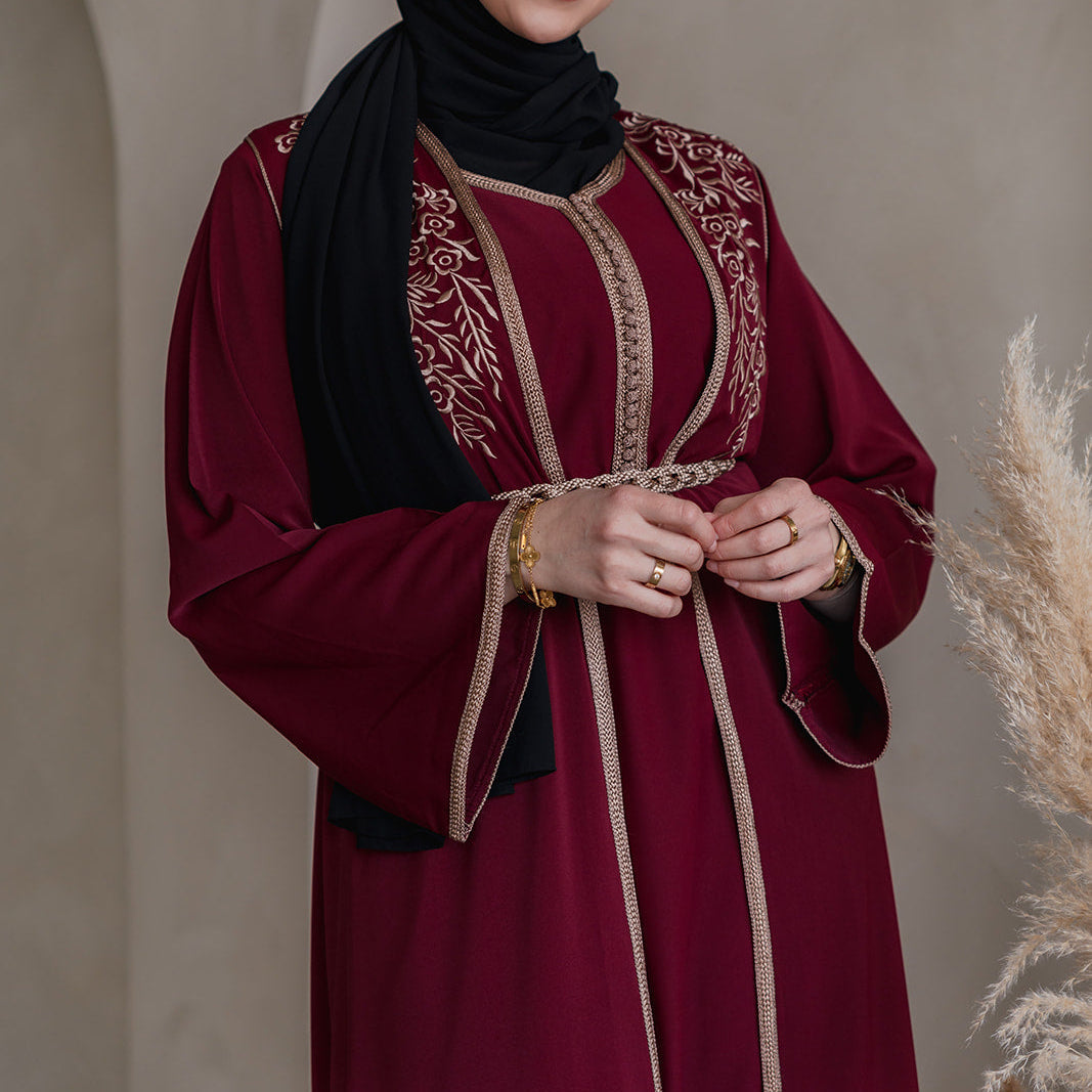 CAFTAN NORA - ROUGE BORDEAUX