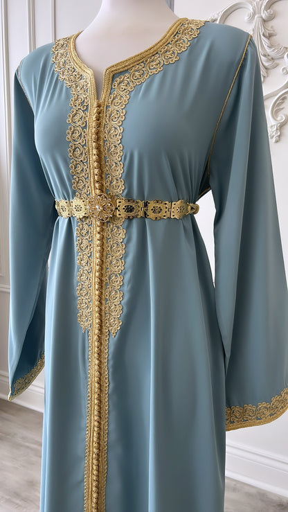 CAFTAN NAJOUA BLEU GRIS