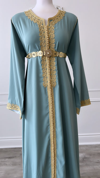 CAFTAN NAJOUA VERT D’EAU