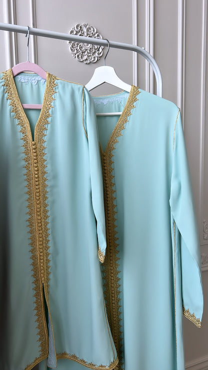 CAFTAN PETITE FILLE TURQUOISE