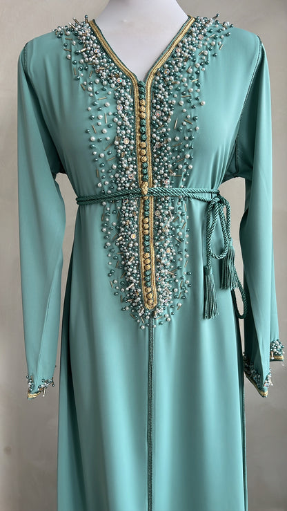 CAFTAN AMANDA VERT D'EAU