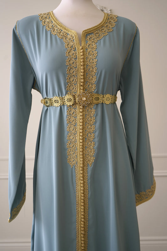 CAFTAN NAJOUA BLEU GRIS